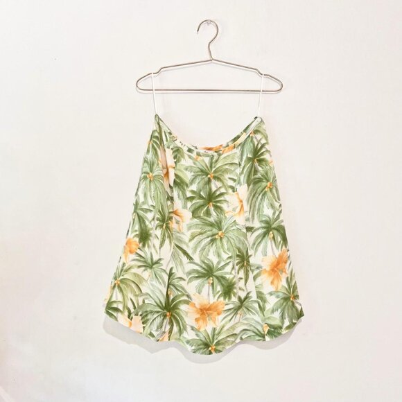 Vintage Pastel Green and Orange Botanical Patterned Sheer Silk Wrap Skirt - Picture 2 of 4